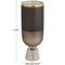 16" Bronze Glass Colorblock Candle Holder with Gold Accents & Textured Silver Base